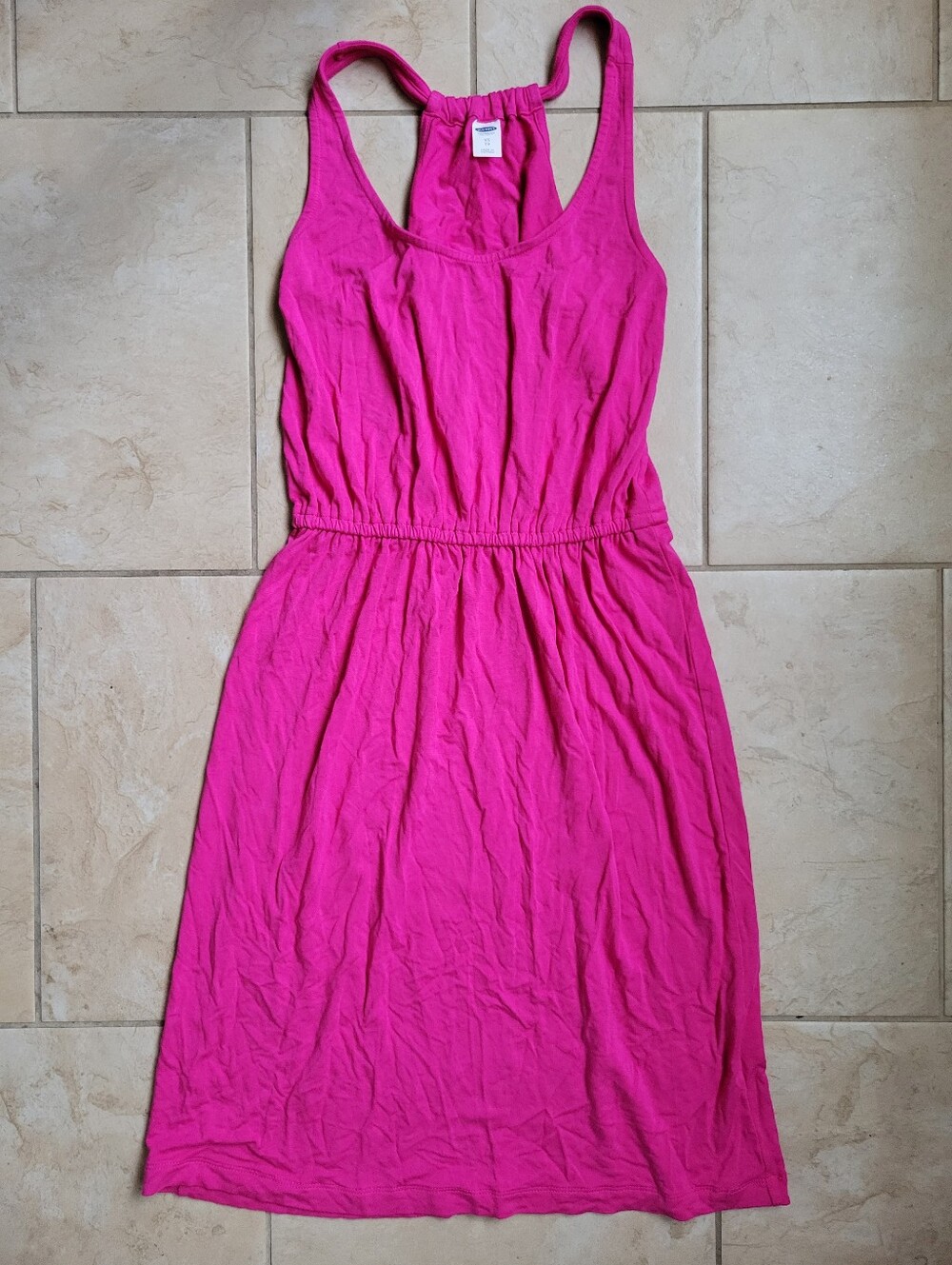 Old Navy Hot Pink Tank Waist Defined Dress-XS
